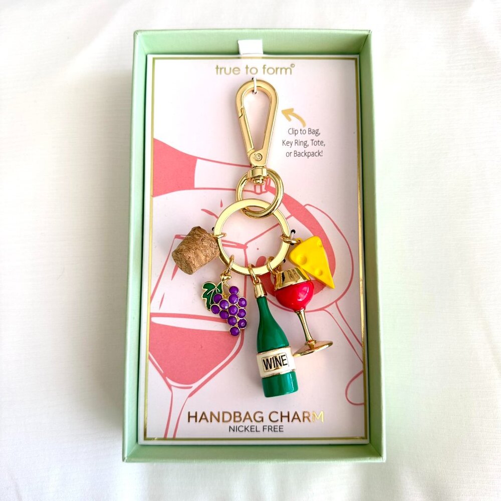 True to Form Wine & Cheese Key Chain / Bag Charm
